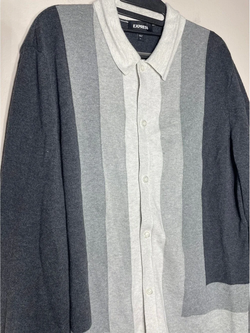 Express Knit Cardigan Polo 90s Grandpa Core Indie Sleaze XL